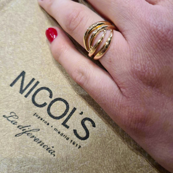Ring Skulptur Gold Sie und ich Doppelband Gelbgold - Goldene Ringe ohne Steine