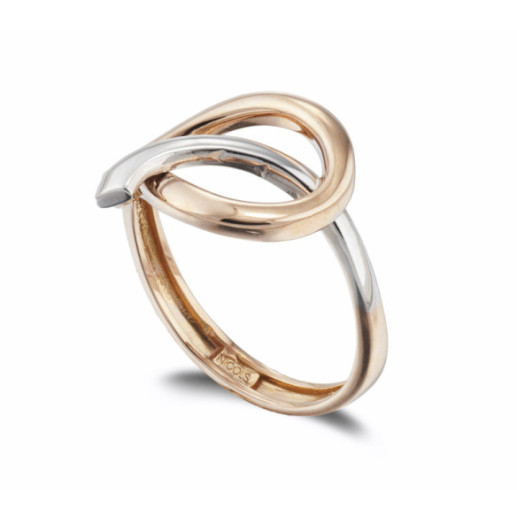 Anillo Oro Escultural Fina Onda Latigo Concava Oro Rosa y Blanco - Bagues d'or sans pierres