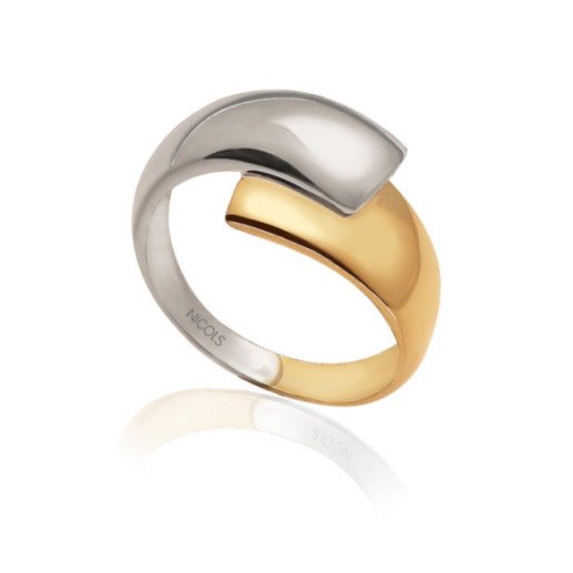 Anillo Oro Elegancia Tu y Yo Plana Bicolor - Anelli d'oro senza pietre