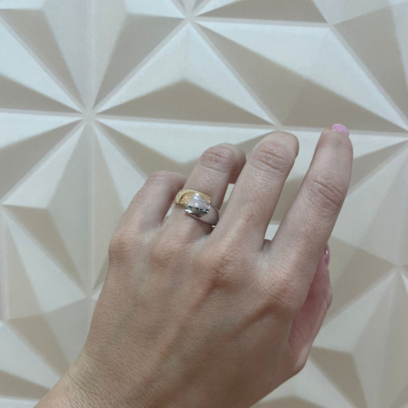 Anillo Oro Elegancia Tu y Yo Plana Bicolor - Anelli d'oro senza pietre