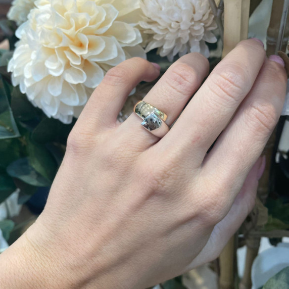 Anillo Oro Elegancia Tu y Yo Plana Bicolor - Anelli d'oro senza pietre