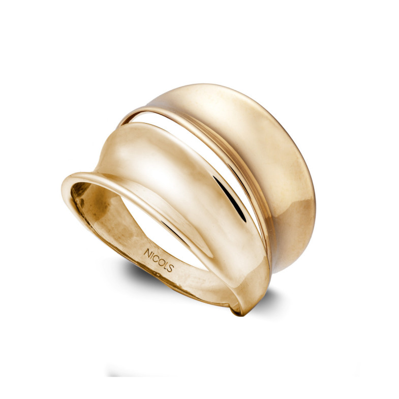 Anillo Oro Basic Gold Dos Bandas Convexas - Anillos de Oro Sin Piedras
