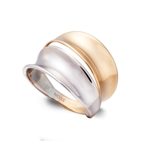 Anillo Oro Basic Gold Dos Bandas Convexas - Bagues d'or sans pierres
