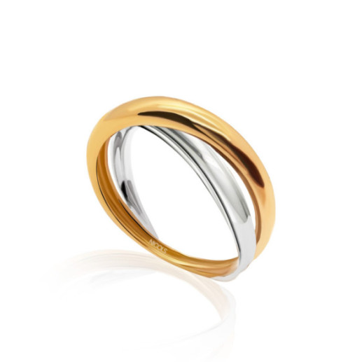 Anillo Onda Cruce Oro Amarillo Blanco - Anéis de ouro sem pedras