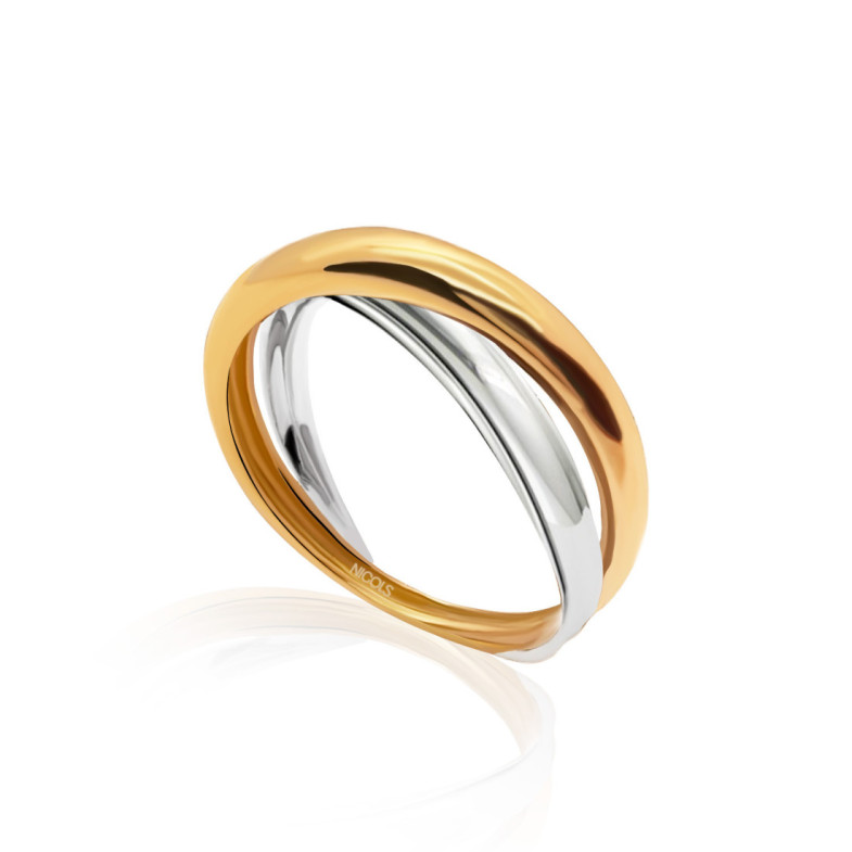 ONDA CROSS White Yellow Gold Ring - Golden rings without stones