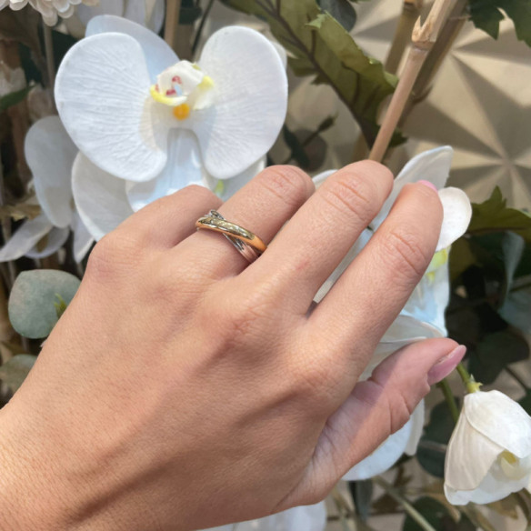 ONDA CROSS White Yellow Gold Ring - Golden rings without stones