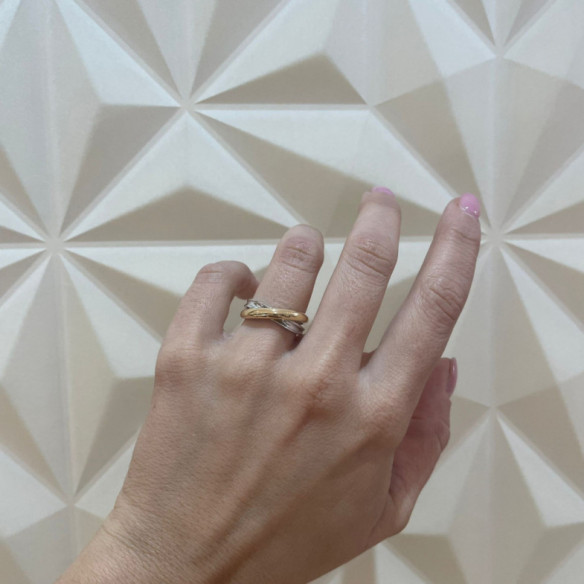 ONDA CROSS White Yellow Gold Ring - Golden rings without stones