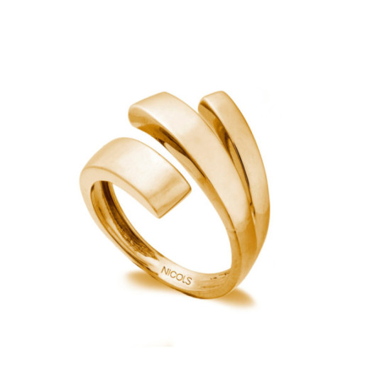 Anillo Tribanda Cuadrada Oro Amarillo - Anillos de Oro Sin Piedras