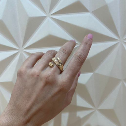 Anillo Tribanda Cuadrada Oro Amarillo - Anillos de Oro Sin Piedras 2