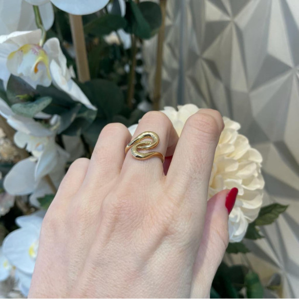 Anillo Oro Basic Gold Latigo Dos Ondas Cruzada - Anillos de Oro Sin Piedras