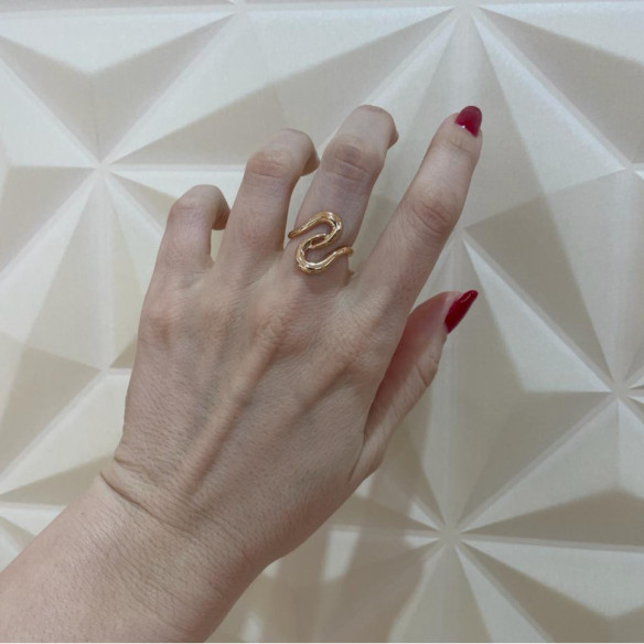 Anillo Oro Basic Gold Latigo Dos Ondas Cruzada - Bagues d'or sans pierres