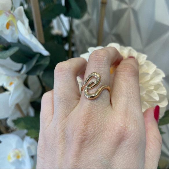 Anillo Oro Basic Gold Latigo Dos Ondas Cruzada - Anillos de Oro Sin Piedras