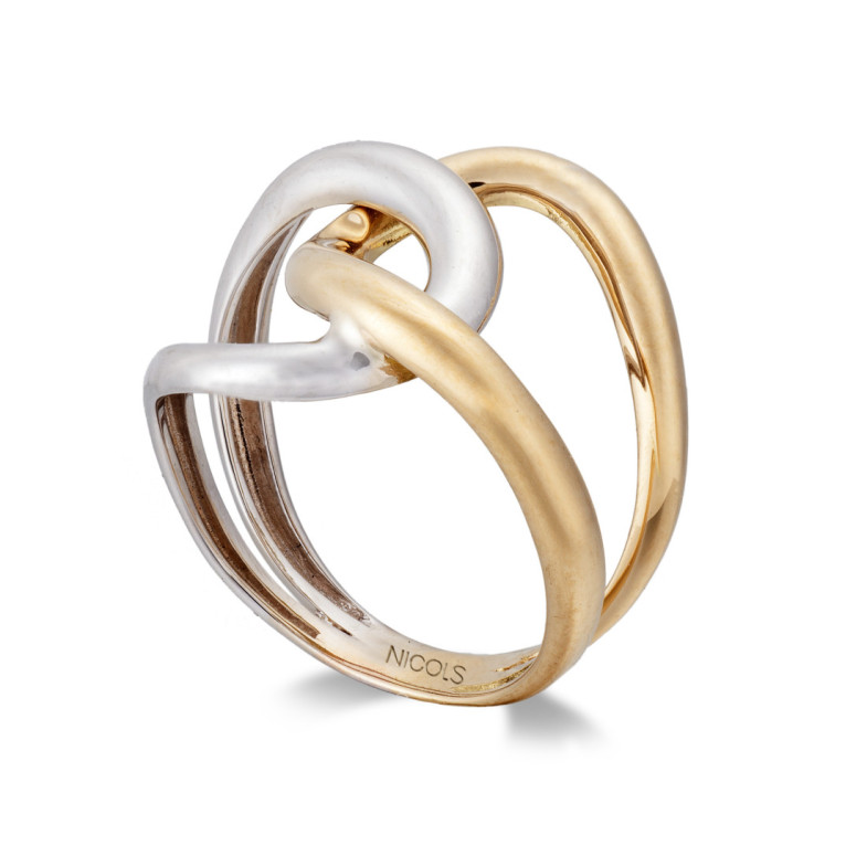 Anillo Onda Anudada Oro Amarillo Y Blanco - Anelli d'oro senza pietre