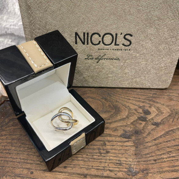 Anillo Onda Anudada Oro Amarillo Y Blanco - Anelli d'oro senza pietre