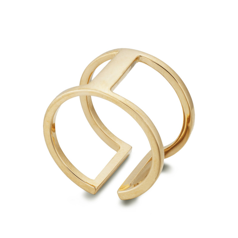 Gold ring BASIC THUMB DOUBLE GOLD BAR UNIDA - Golden rings without stones