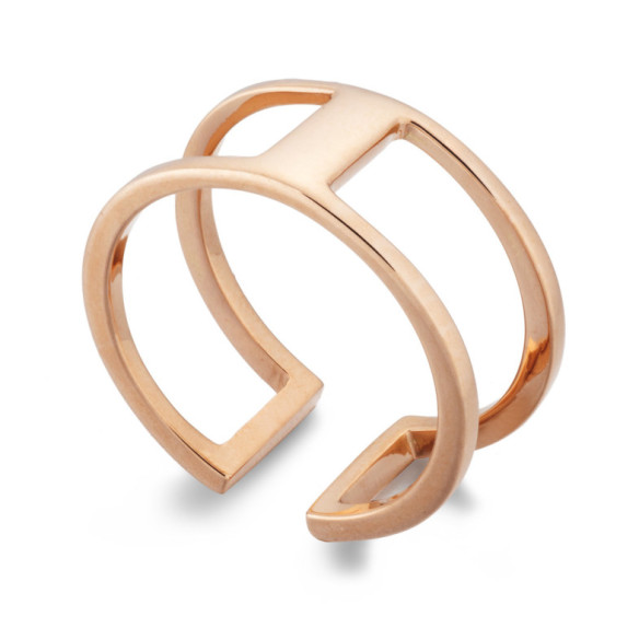 Gold ring BASIC THUMB DOUBLE GOLD BAR UNIDA - Golden rings without stones