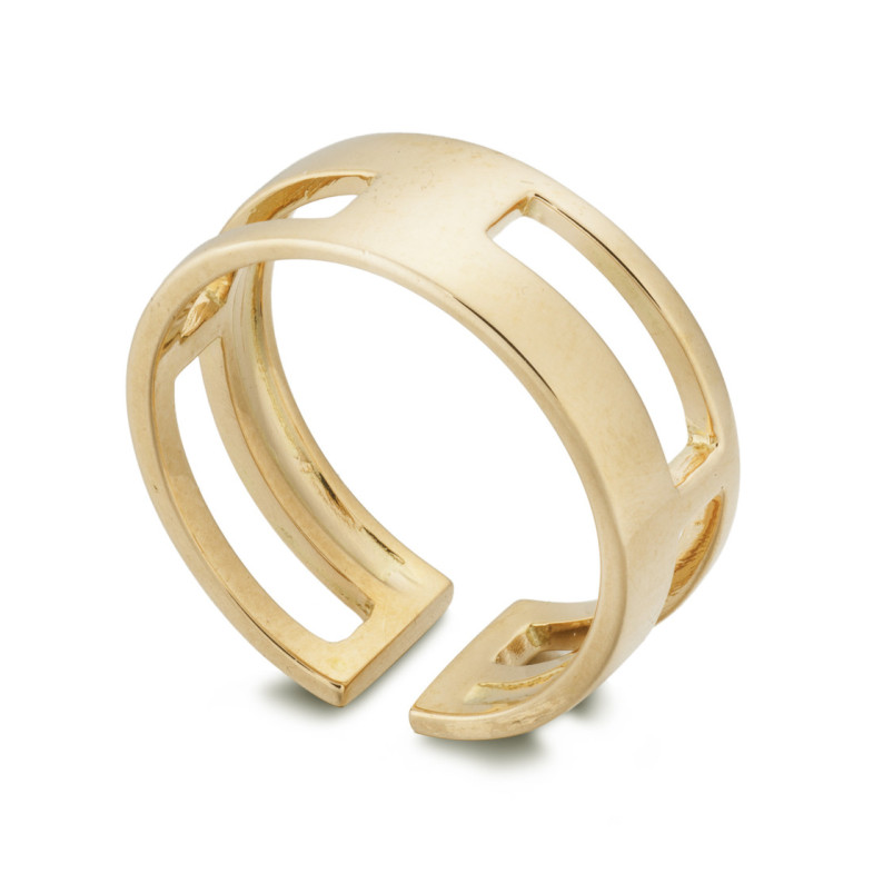 Anillo Oro Basic Gold Pulgar 4 Huecos Cuadrado - Bagues d'or sans pierres