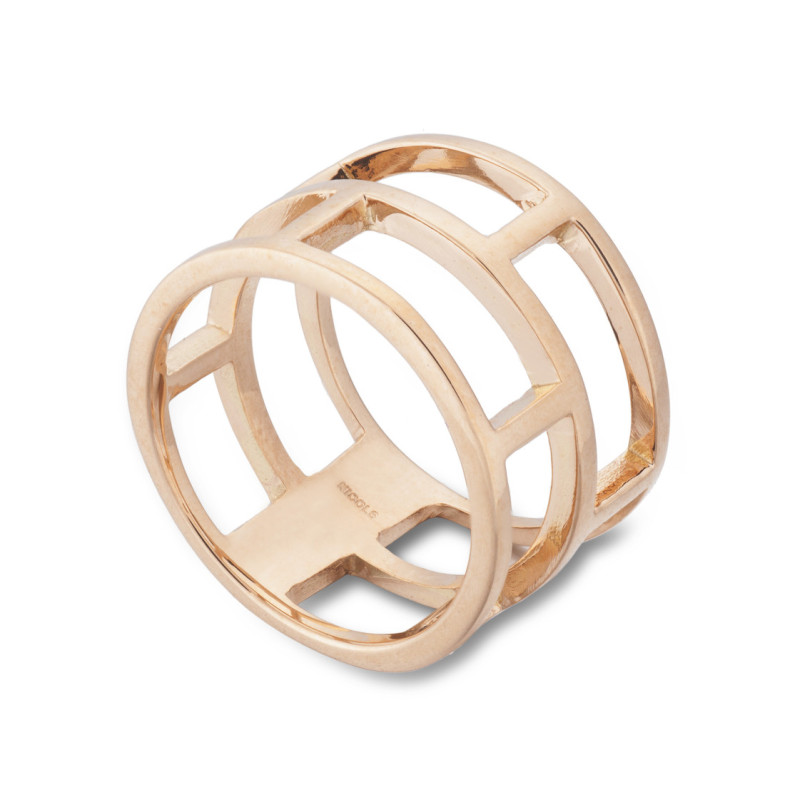 Anillo Oro Basic Gold Pulgar 8 Huecos Cuadrado - Bagues d'or sans pierres