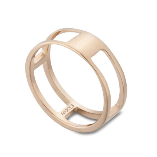 Anello per pollice basic in oro con 4 fori quadrati - Anelli d'oro senza pietre