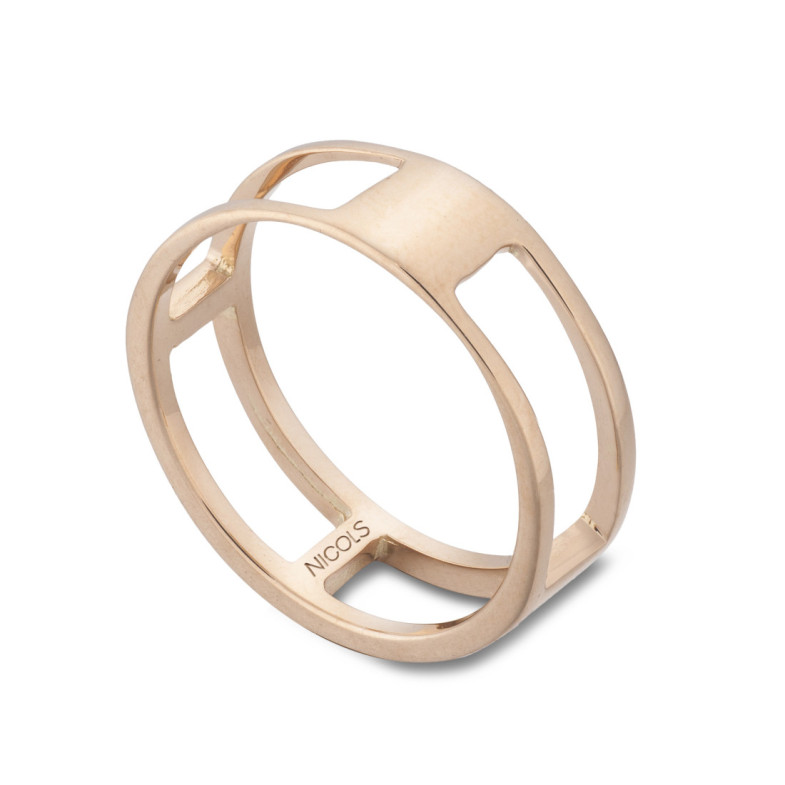 Anillo Oro Basic Gold Pulgar 4 Huecos Cuadrado - Anillos de Oro Sin Piedras
