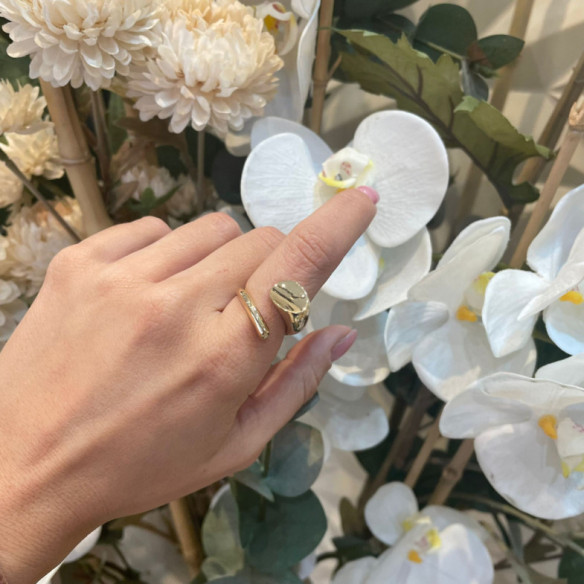 Anillo Oro Amarillo Tu Y Yo Látigo - Anillos de Oro Sin Piedras