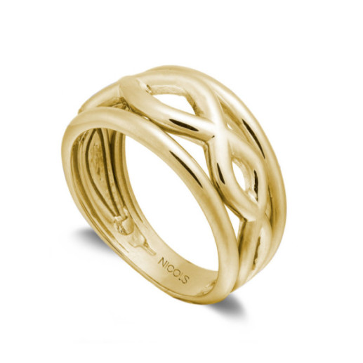 Anello in oro con bordo incrociato in oro di base - Anelli d'oro senza pietre