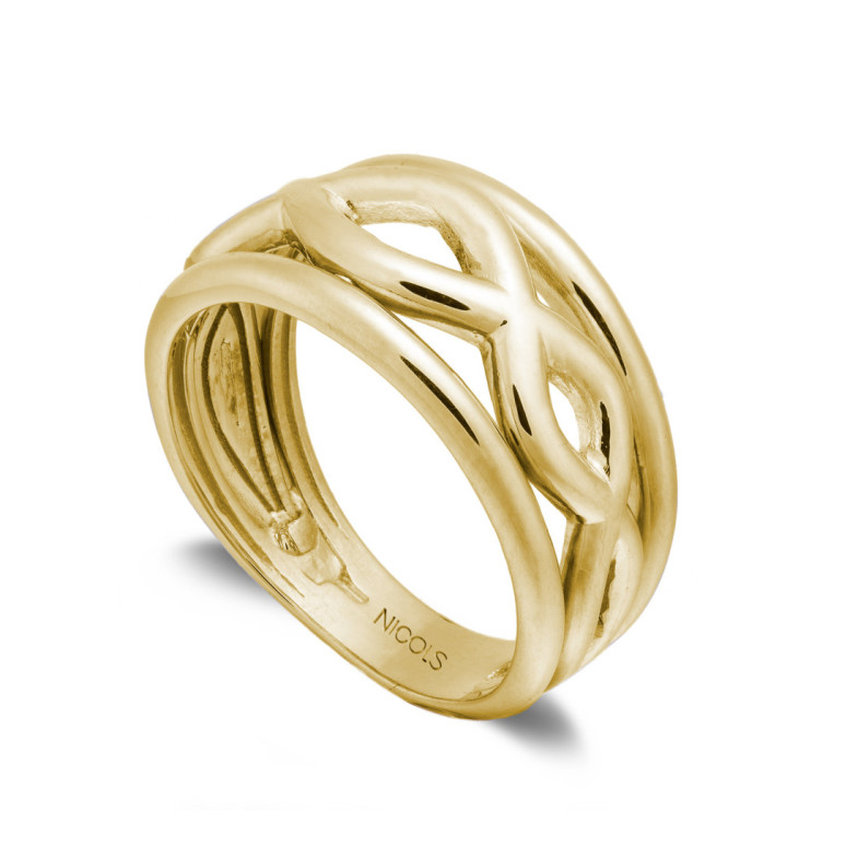 Anillo Oro Basic Gold Cenefa Cruzada - Anillos de Oro Sin Piedras