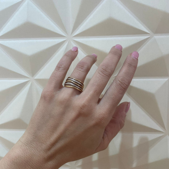 Anillo Oro Minimalista 5 Bandas onduladas - ANéIS