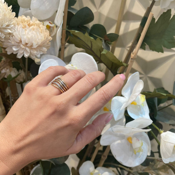 Anillo Oro Minimalista 5 Bandas onduladas - RINGE