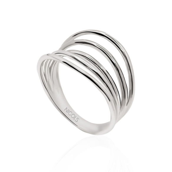 Anillo Oro Minimalista 5 Lineas Onduladas - Bagues d'or sans pierres