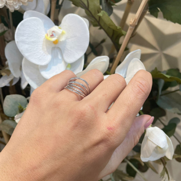 Anillo Oro Minimalista 5 Lineas Onduladas - Anillos de Oro Sin Piedras