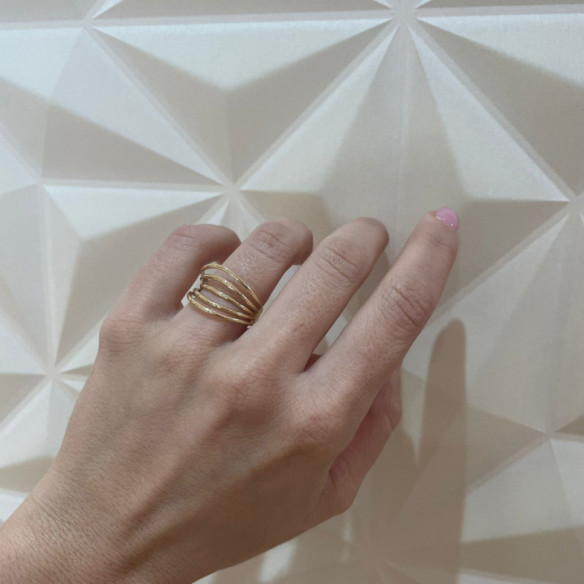 Anillo Oro Minimalista 5 Lineas onduladas - Anillos de Oro Sin Piedras