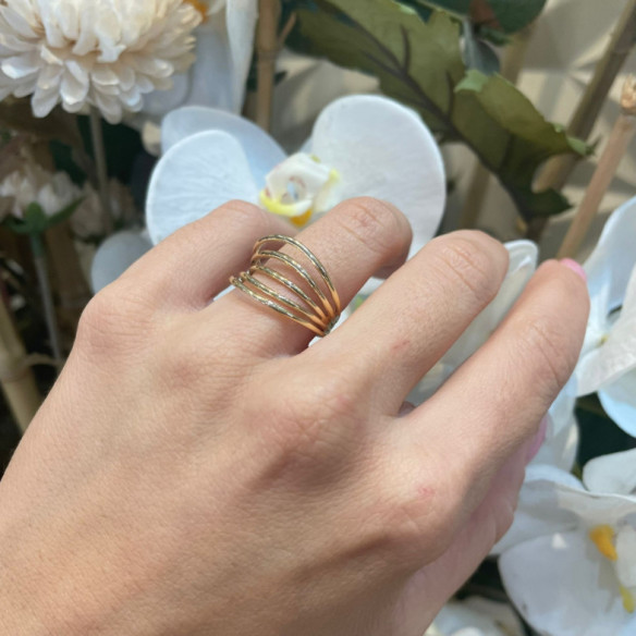 Anillo Oro Minimalista 5 Lineas onduladas - Bagues d'or sans pierres