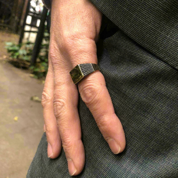 Sello Oro Rosa Cuadrado Bolas Mate - Anillos de Hombre Sellos