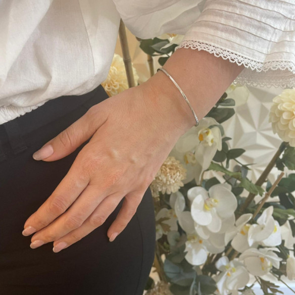 Pulsera Tubo Cuadrado Oro Blanco - Brazaletes de Oro