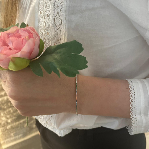 Pulsera Tubo Cuadrado Oro Blanco - Goldarmbänder