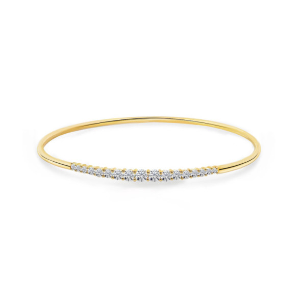 Brazalete Tubo Redondo Oro Amarillo Eloise 17 Diamantes - Brazaletes de Oro