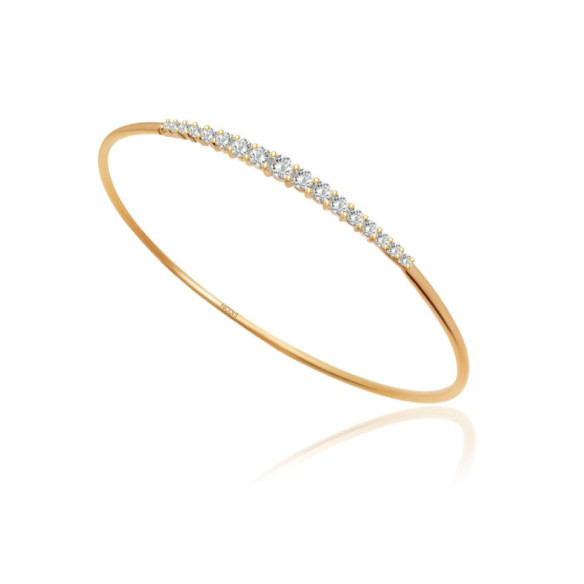 Brazalete Tubo Redondo Oro Amarillo Eloise 17 Diamantes - Brazaletes de Oro