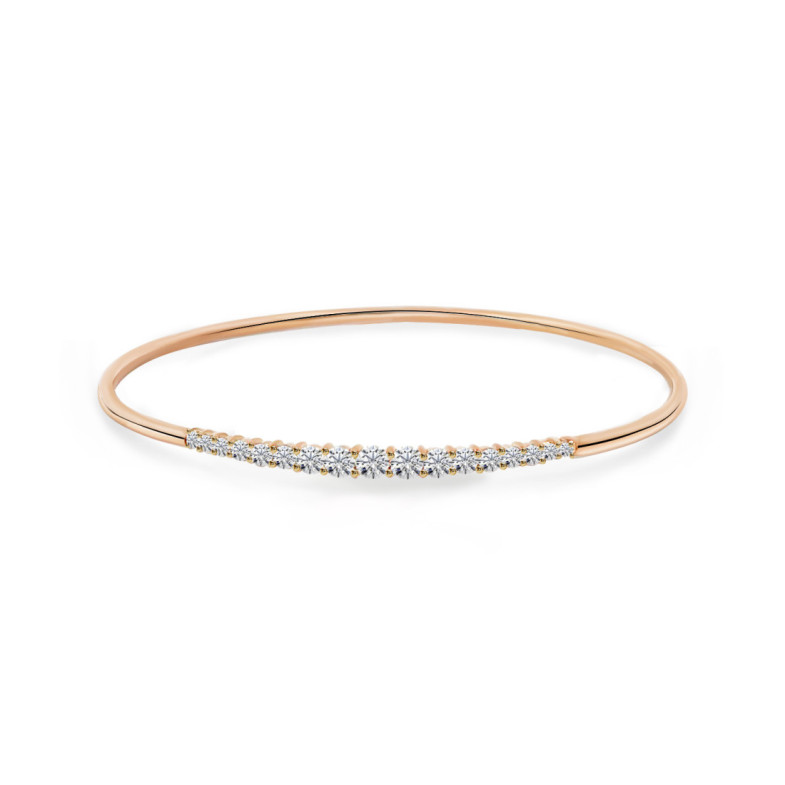 Brazalete Tubo Redondo Oro Rosa Eloise 17 Diamantes - Brazaletes de Oro