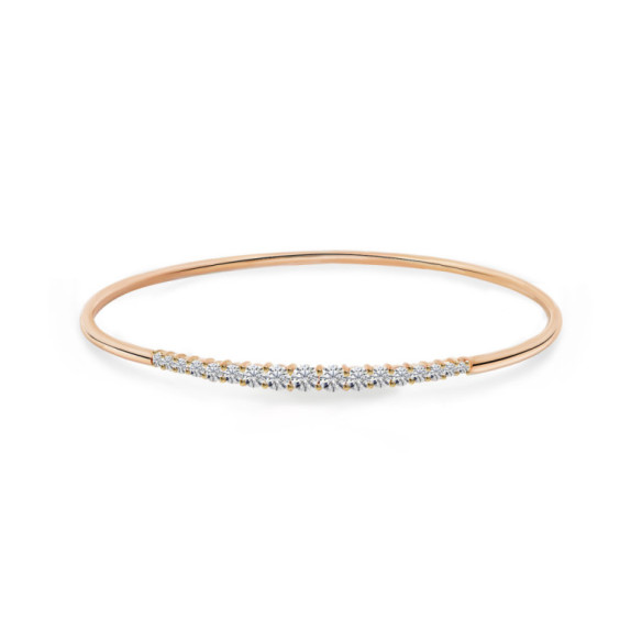 Brazalete Tubo Redondo Oro Rosa Eloise 17 Diamantes - Brazaletes de Oro