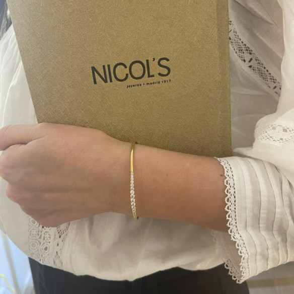 Brazalete Tubo Redondo Oro Rosa Eloise 17 Diamantes - Brazaletes de Oro