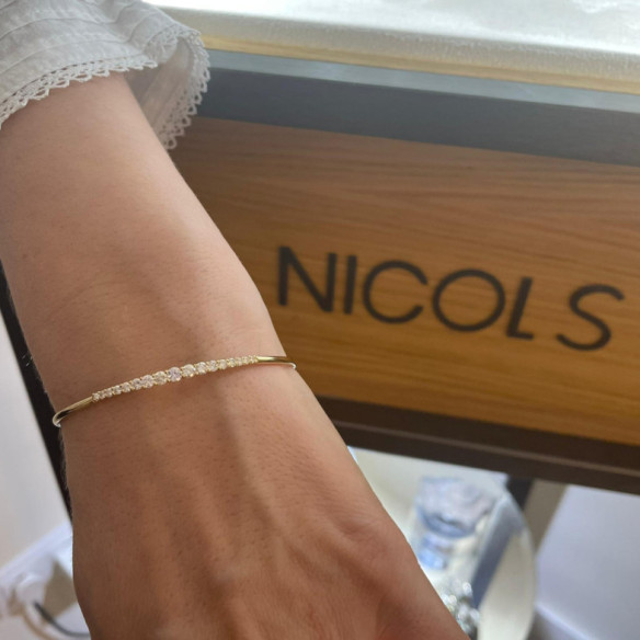 Brazalete Tubo Redondo Oro Rosa Eloise 17 Diamantes - Brazaletes de Oro
