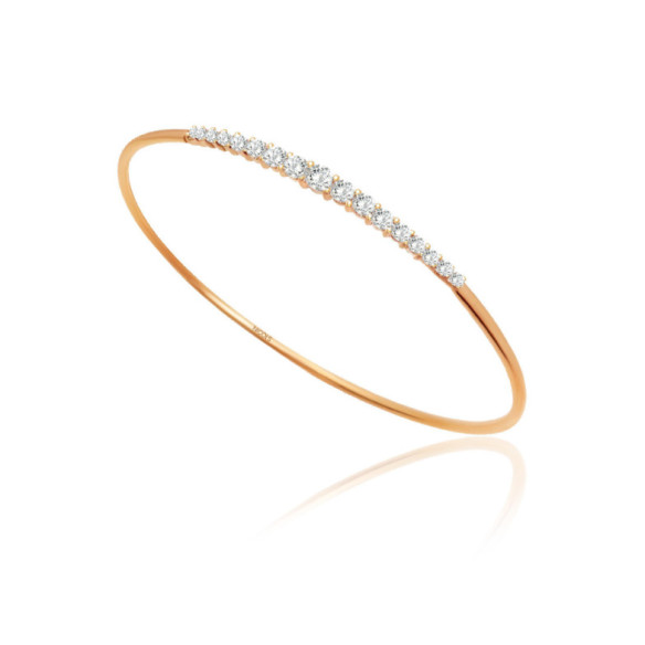 Brazalete Tubo Redondo Oro Rosa Eloise 17 Diamantes - Brazaletes de Oro