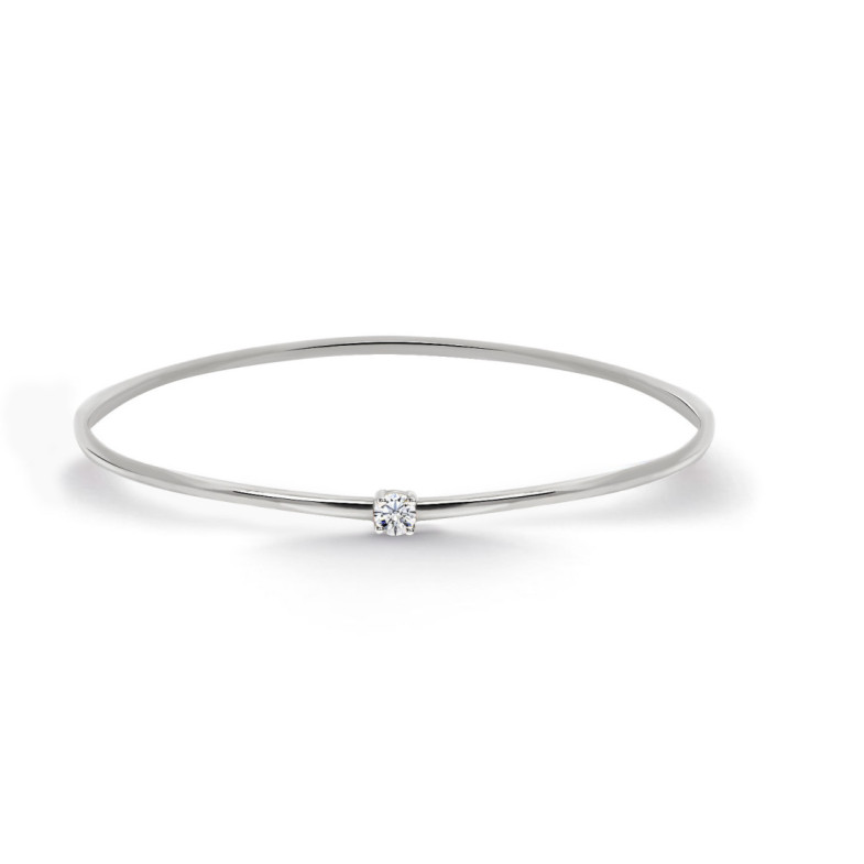 Brazalete Tubo Redondo Oro Blanco Eloise 1 Diamante - Braccialetti d'oro