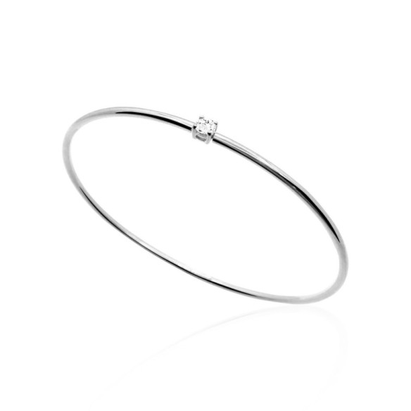 Brazalete Tubo Redondo Oro Blanco Eloise 1 Diamante - Braccialetti d'oro