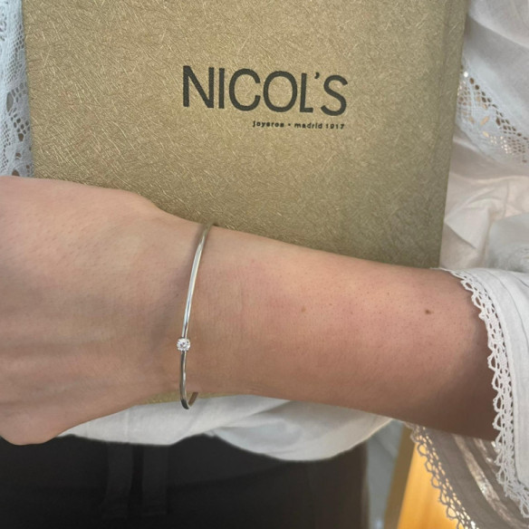 Brazalete Tubo Redondo Oro Blanco Eloise 1 Diamante - Braccialetti d'oro
