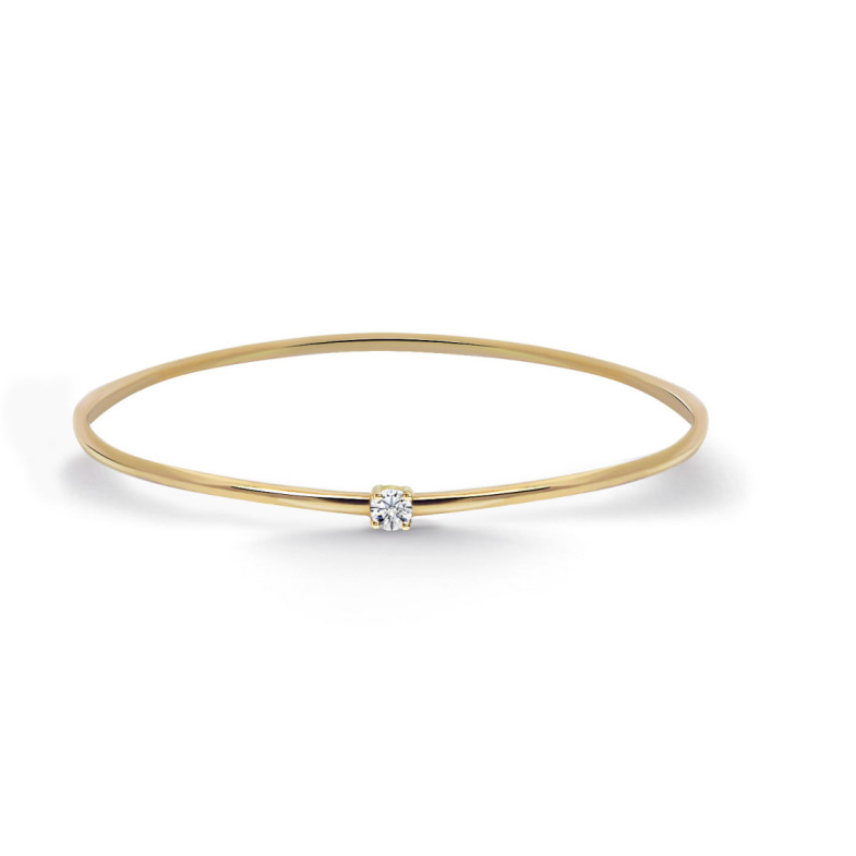 Bracelet Tube Round Yellow Gold  1 Diamond Eloise - Gold bracelets