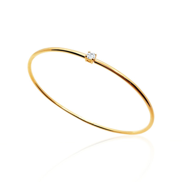 Bracelet Tube Round Yellow Gold  1 Diamond Eloise - Gold bracelets