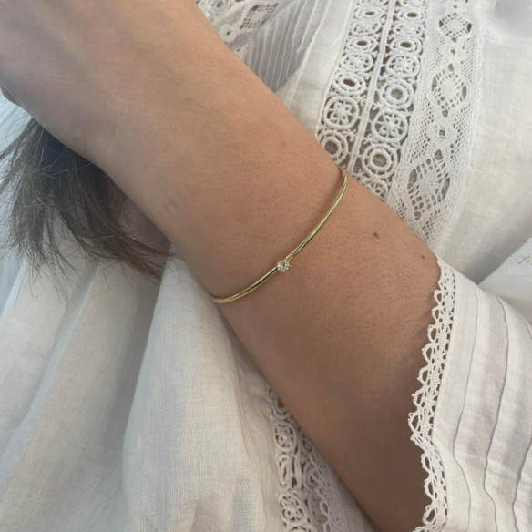 Bracelet Tube Round Yellow Gold  1 Diamond Eloise - Gold bracelets