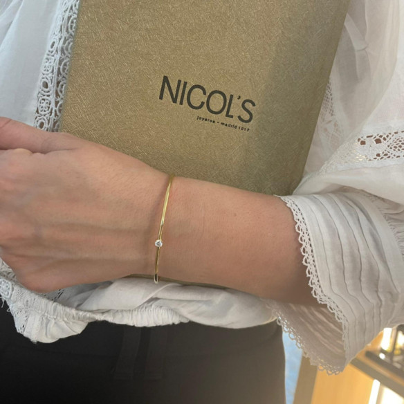 Bracelet Tube Round Yellow Gold  1 Diamond Eloise - Gold bracelets